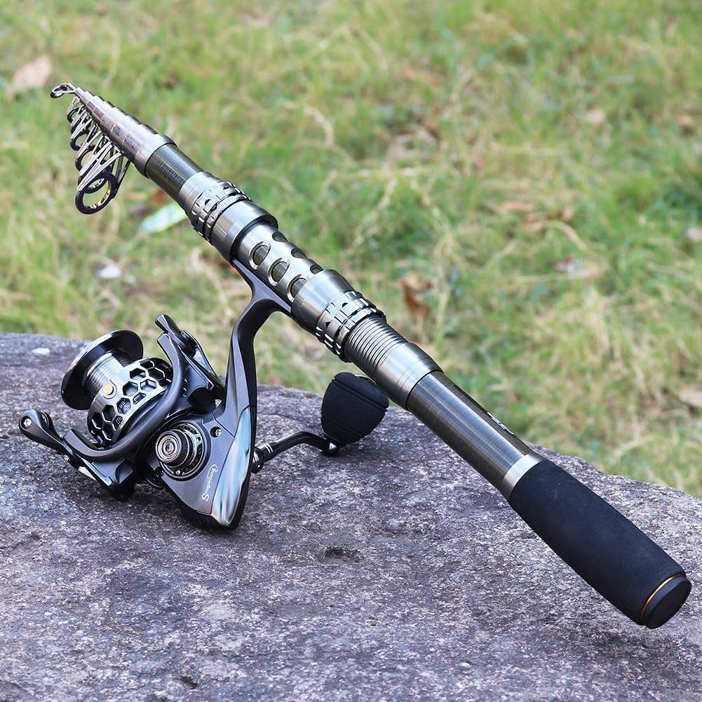 Portable Telescopic Fishing Rod & Spinning Reel Combo Carbon Fiber