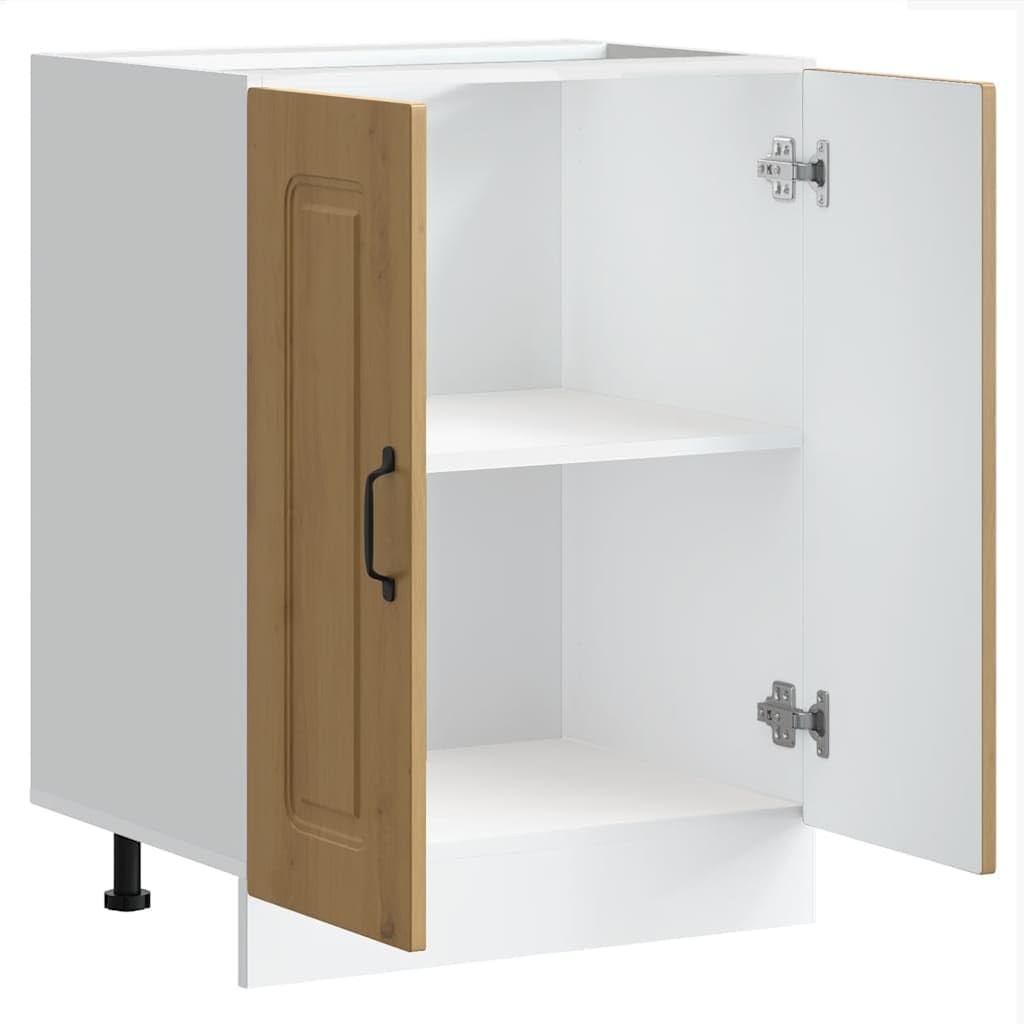 Natural Oak Bathroom Vanity Cabinet 60cm Under Sink Storage Unit  Double