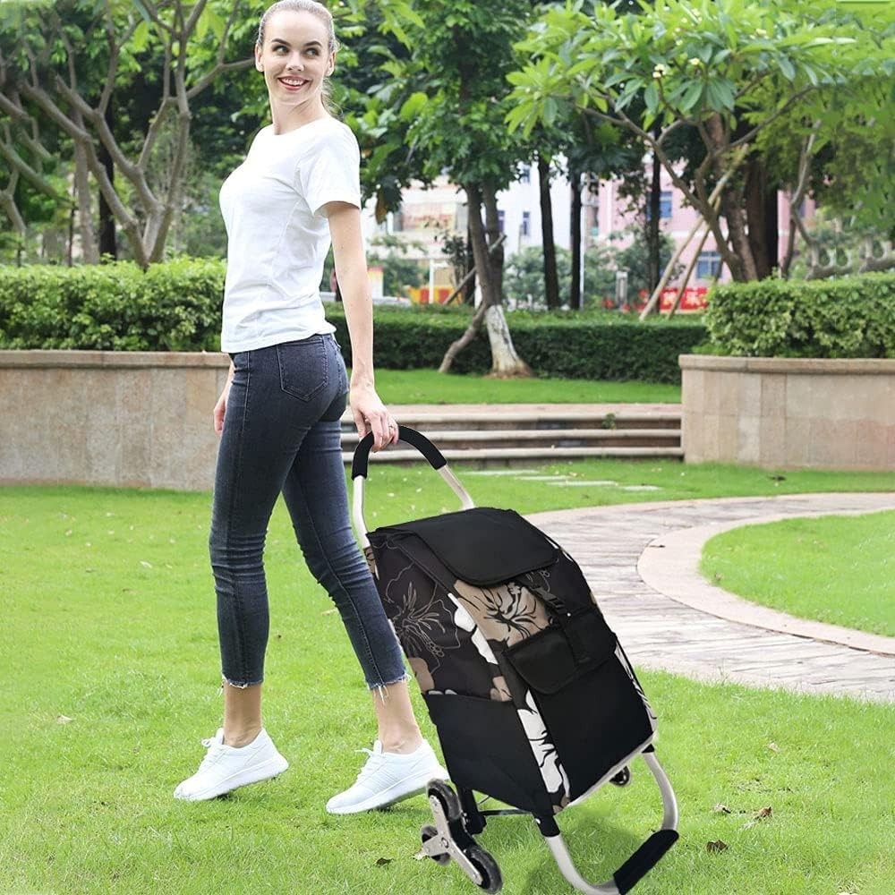 Folding 6-Wheel Stair Climber Shopping Trolley Cart 50kg Removable Bag