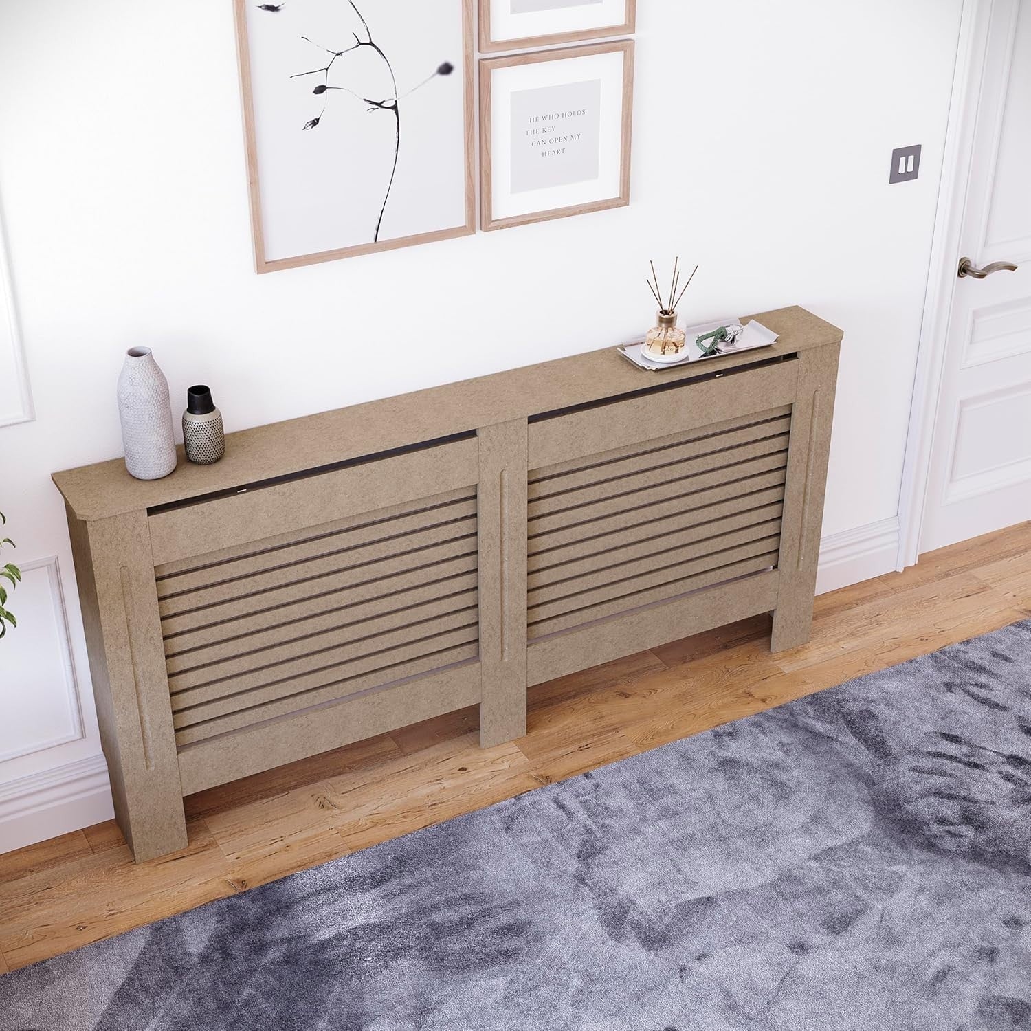 Extra Large Unfinished Radiator Cover MDF Modern Slatted Grill Customisable