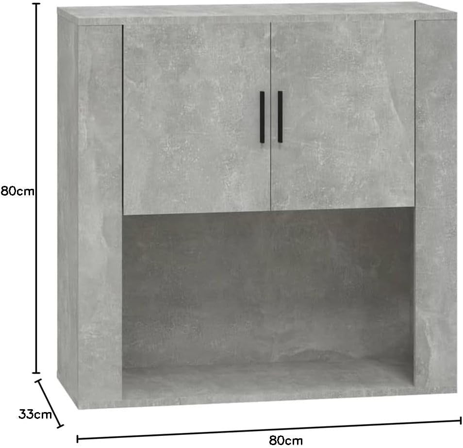 Concrete Grey Wall Cabinet with Ample Storage & Moisture-Resistant Finish
