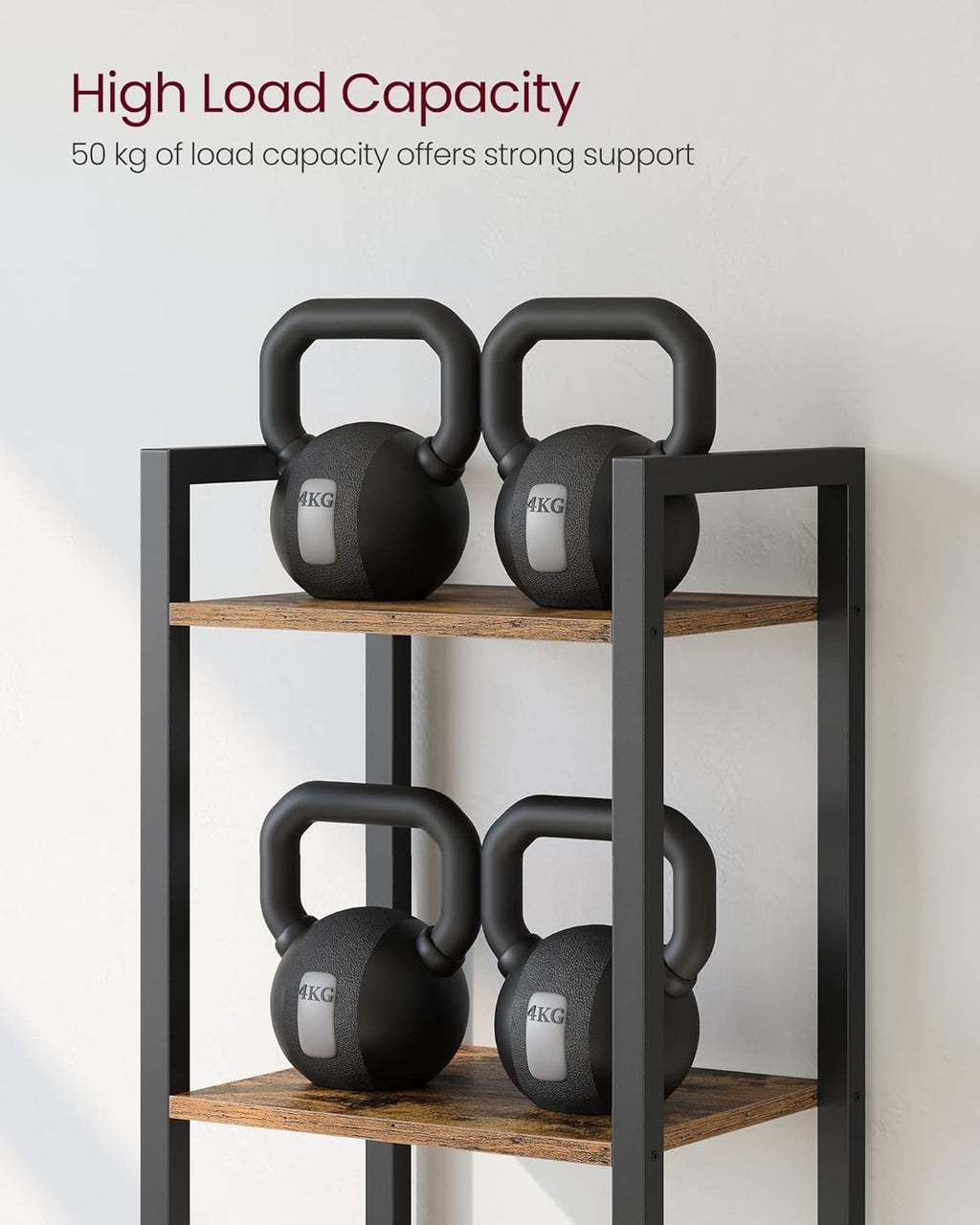 6-Tier Rustic Industrial Bookcase – Tall Narrow Storage Shelf 187.5cm