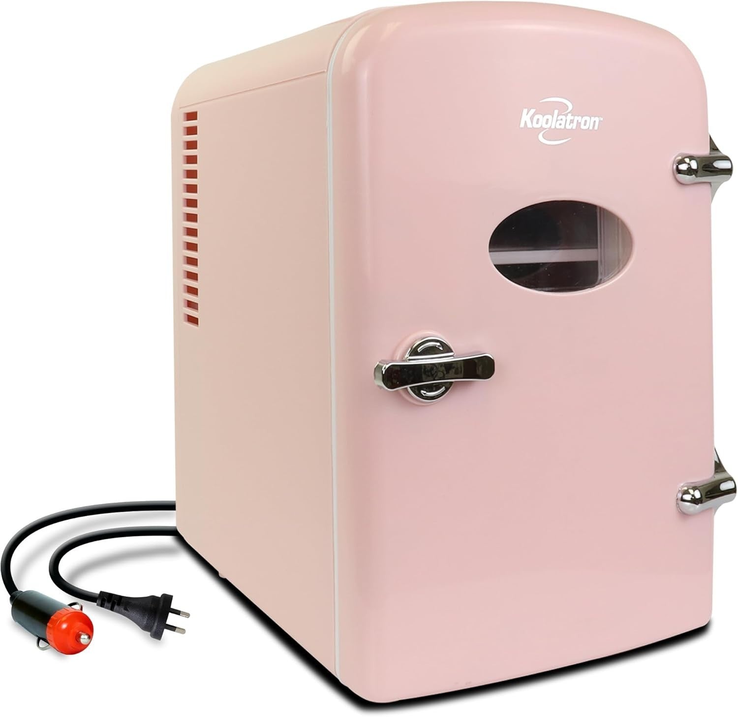 Retro 4L Mini Fridge Cooler Warmer Portable Pink Bedroom Office
