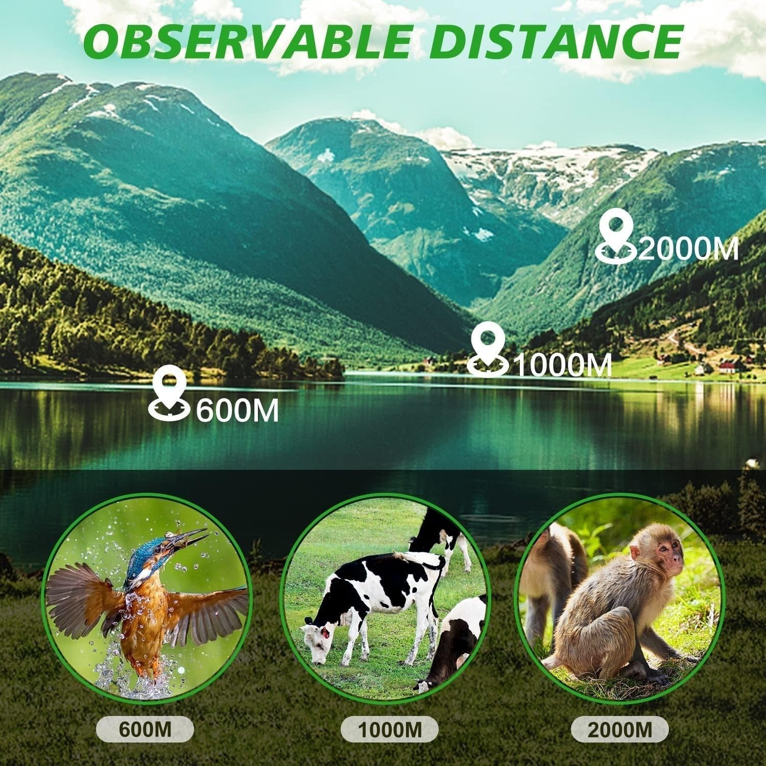 16x52 HD Monocular Telescope Inkiness Compact Outdoor Hiking Bird Watching