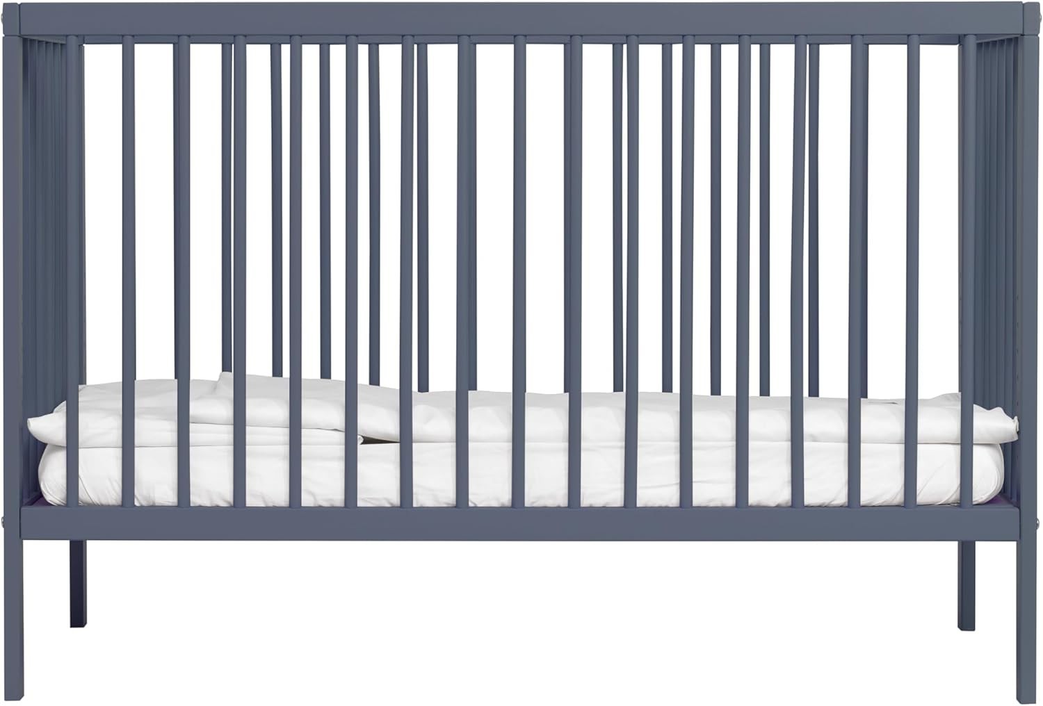 Space Saving Wooden Baby Cot Bed Adjustable Height Toddler Bed Stone Blue