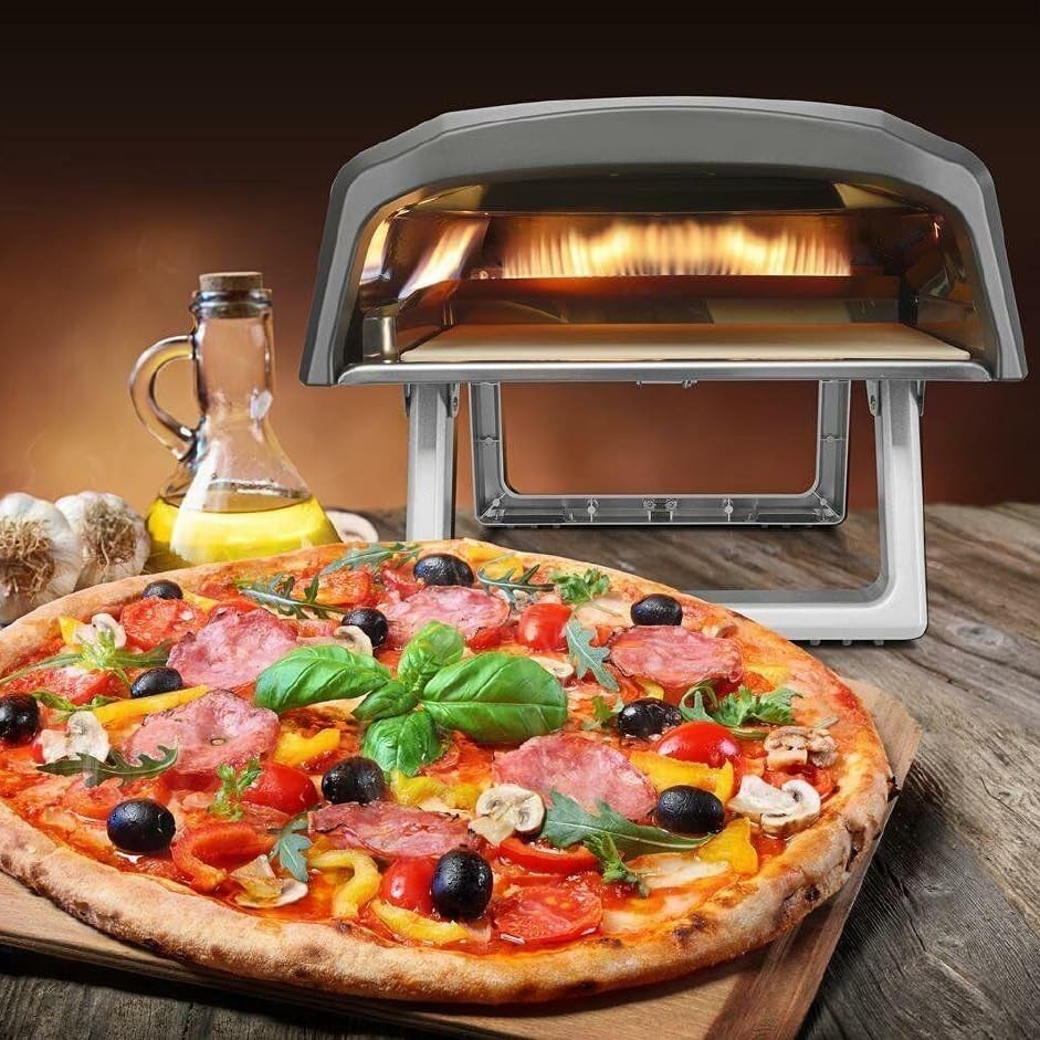 Outdoor Gas Pizza Oven | 12" Rotating Stone Grill 4KW Stainless Steel Portable