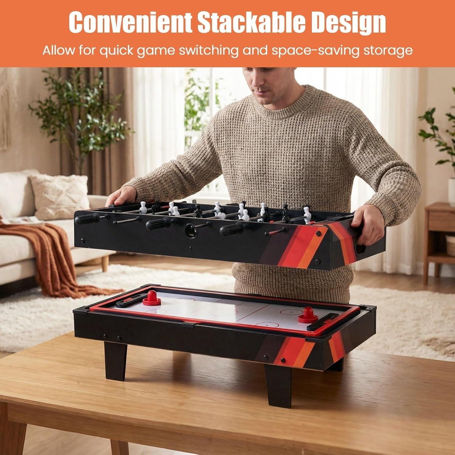 4 in 1 Combo Games Table Foosball Air Hockey Pool Ping Pong