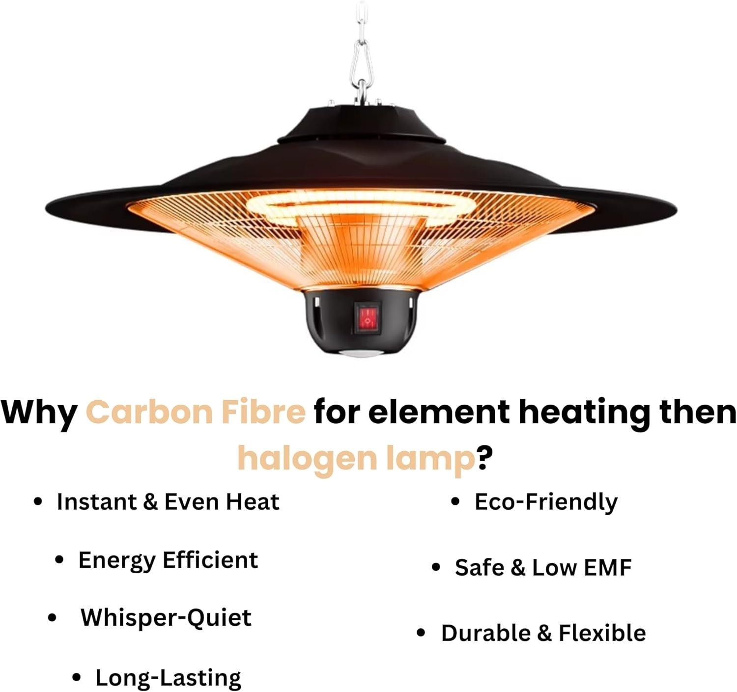 Ceiling Mounted Infrared Patio Heater 2500W Remote App Control Waterproof