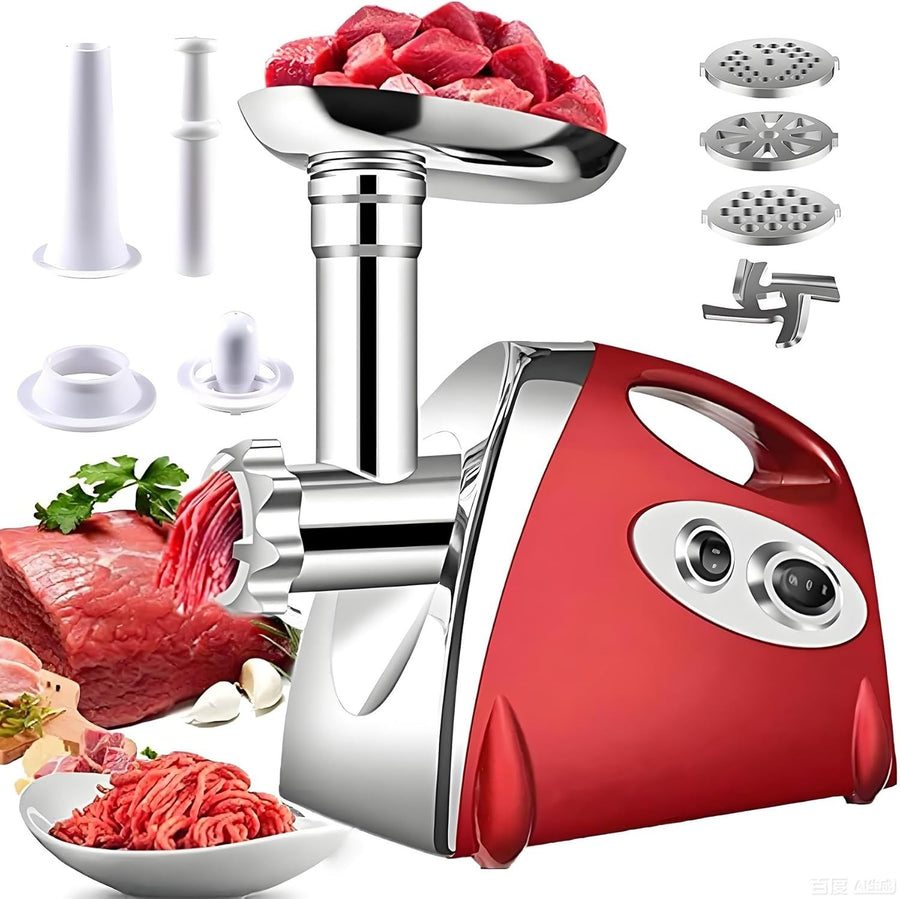 2800W Electric Meat Grinder Sausage Maker Mincer 3 Grinding Plates Red