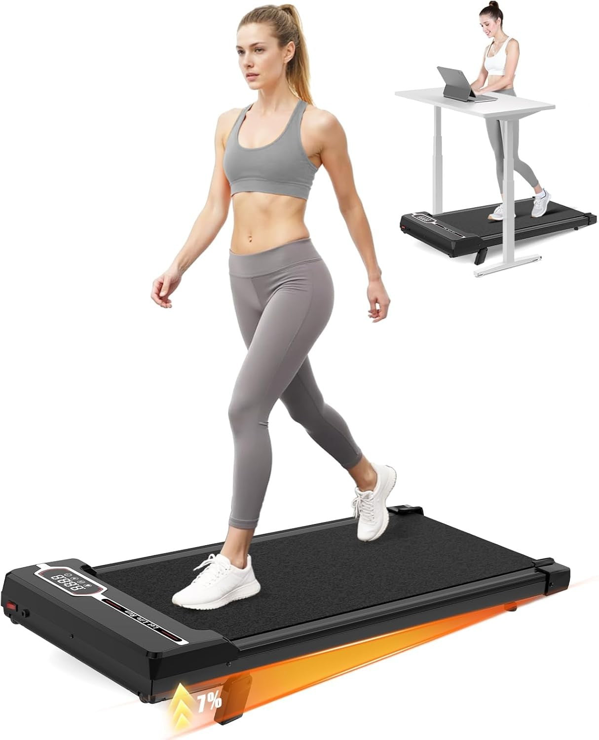 Under Desk Walking Pad Treadmill 8 km/h Incline Remote Compact