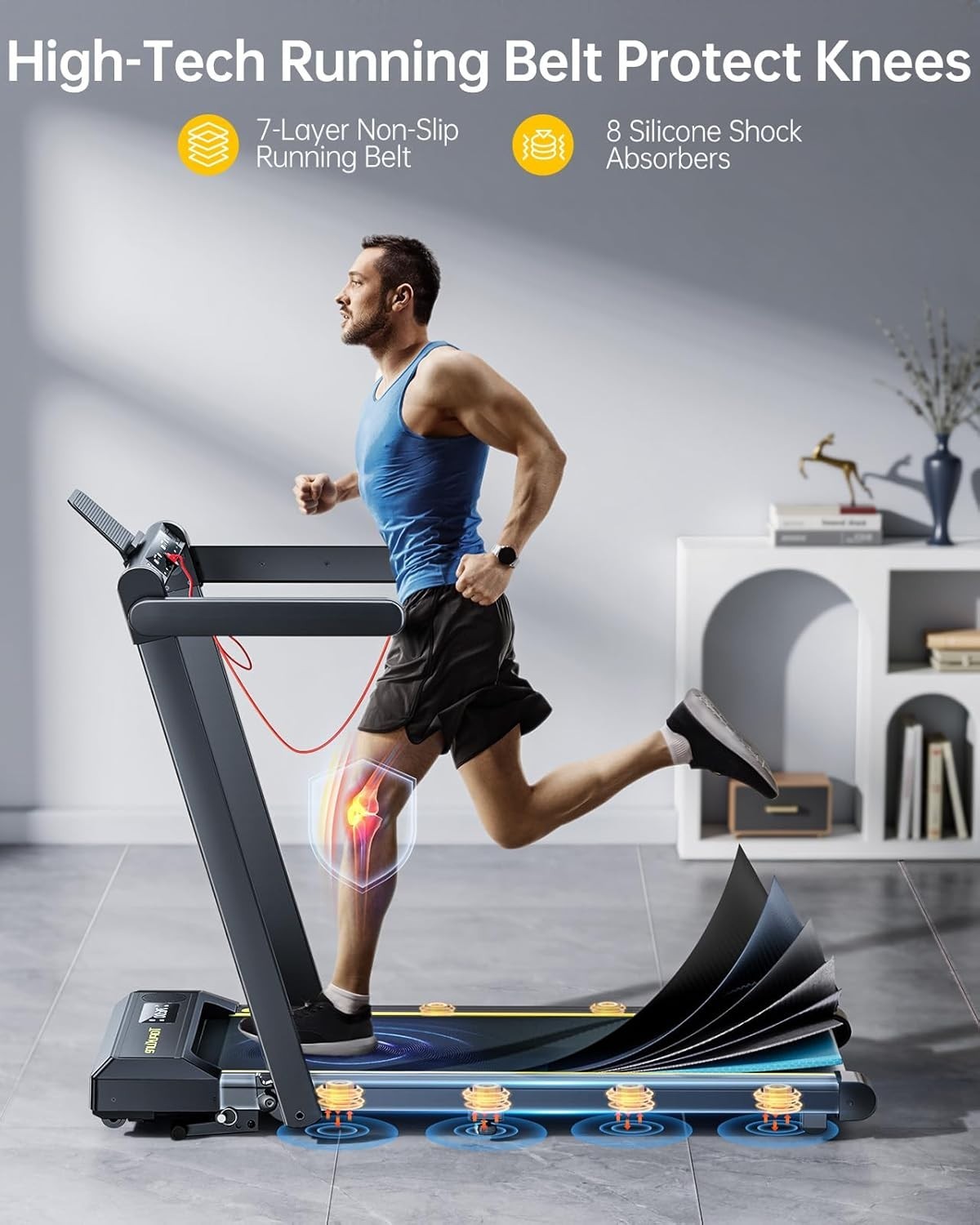 6-in-1 Foldable Treadmill 16KM/H Incline Walking Pad Home Office Gym3