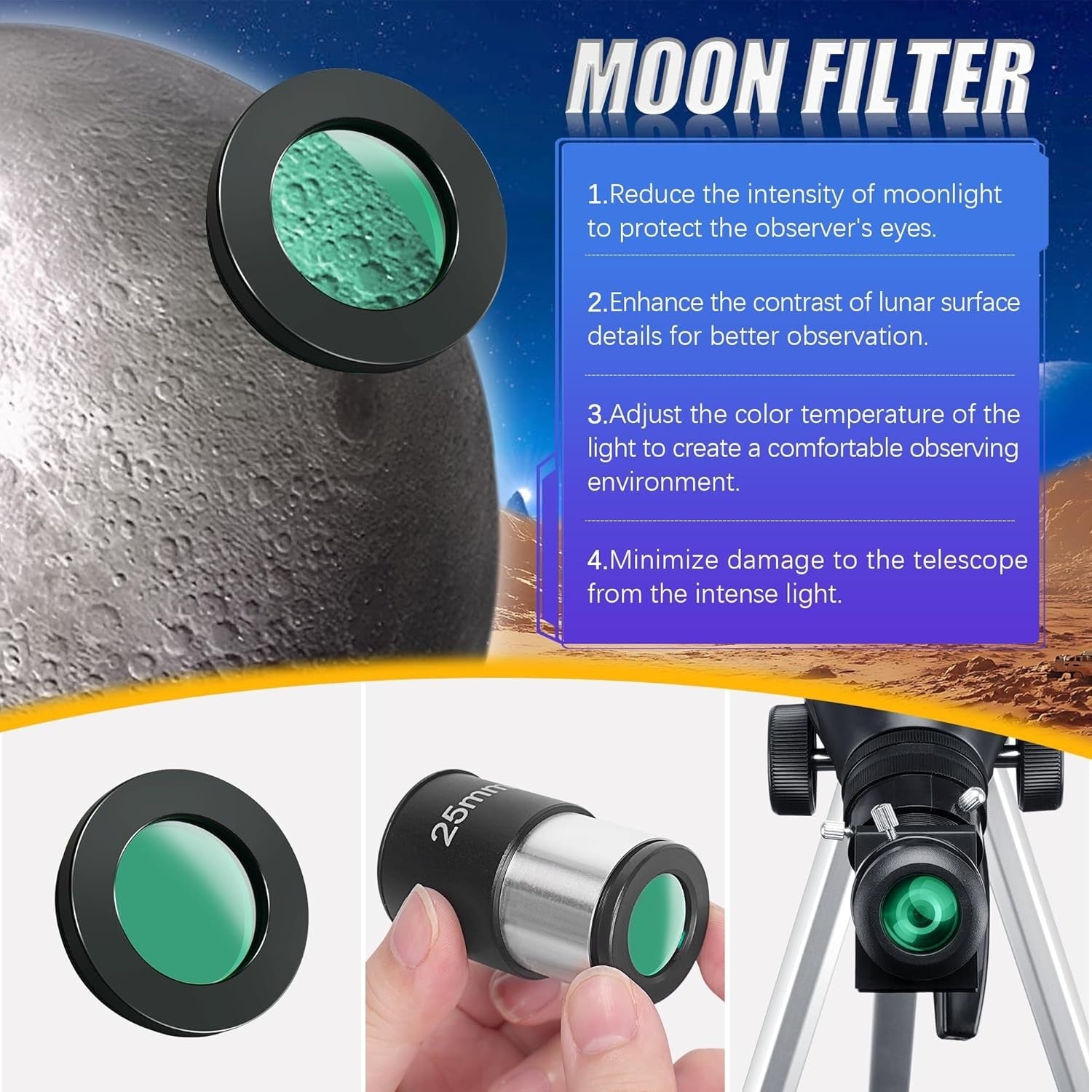 80mm Portable Refractor Telescope 600mm Long Range Moon Star Viewing