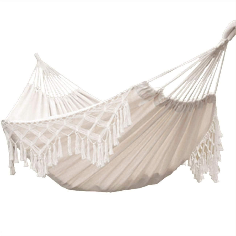 Outdoor Cotton Double Hammock for Adults, Durable & Easy Setup, 450lb Load