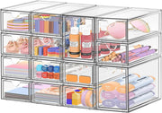 14-Drawer Acrylic Desk Organizer Stackable Storage for Makeup & Office