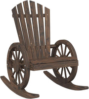 Wood Rocking Garden Chair Outdoor Adirondack Seat Rustic Comfort Deck Lawn