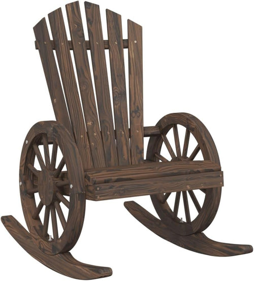 Wood Rocking Garden Chair Outdoor Adirondack Seat Rustic Comfort Deck Lawn