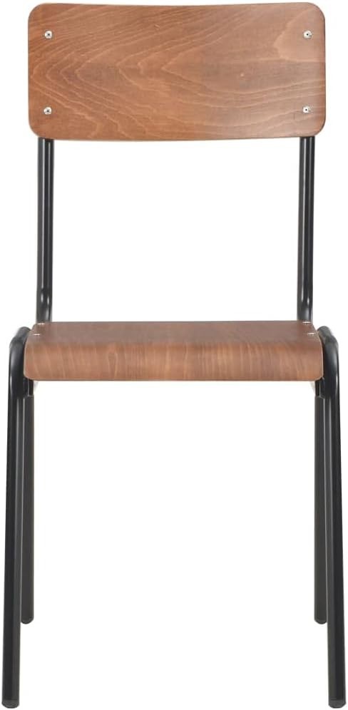 Set of 2 Modern Stackable Dining Chairs Plywood & Steel Brown