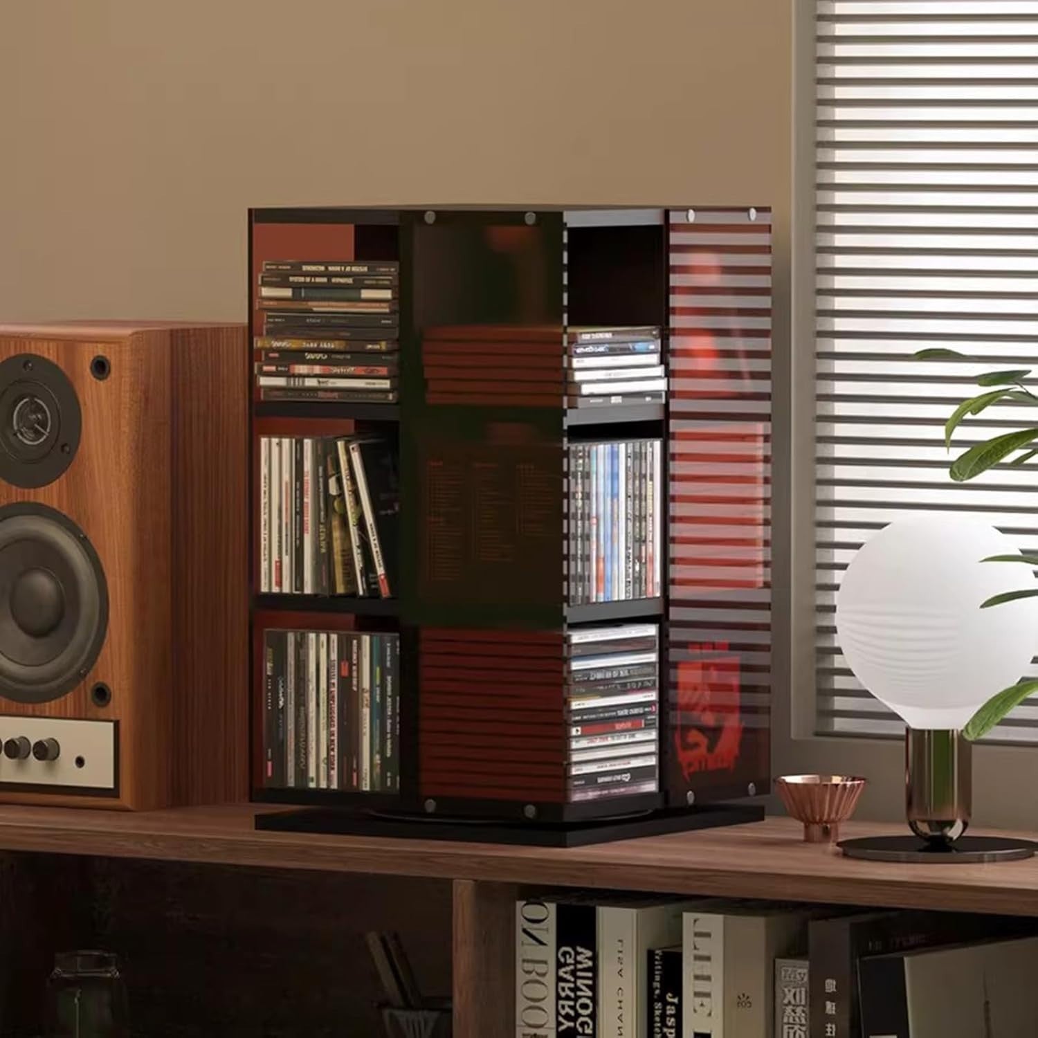 3 Tier Rotating CD Storage Rack Media Tower Holds 120 CDs DVD Display