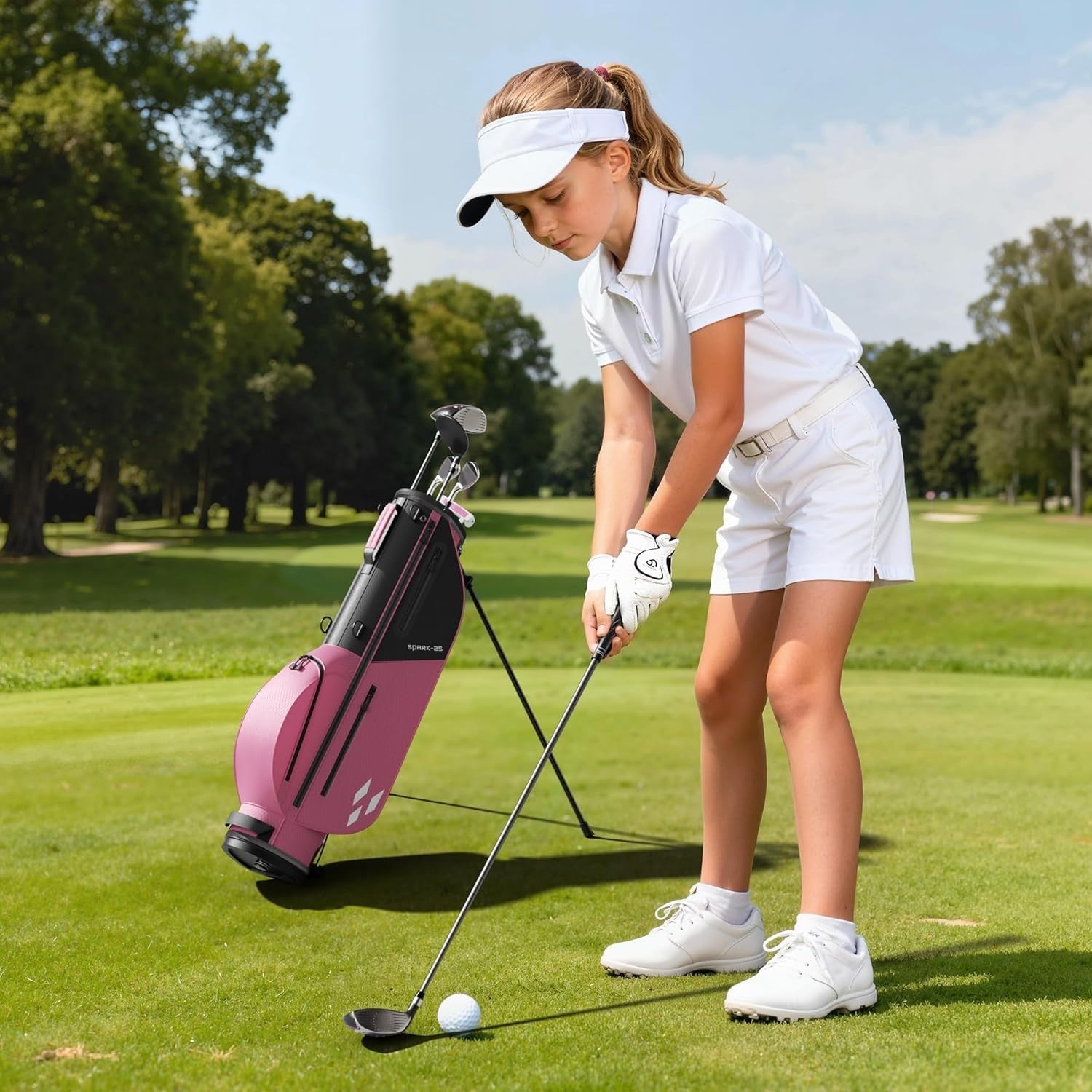 Kids Golf Club Set Ages 9–12 Right Hand Junior Stand Bag Driver Hybrid