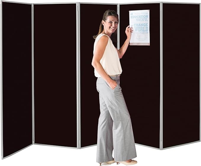 Large 5 Panel Privacy Partition 180×300cm – Black Folding Room Divider