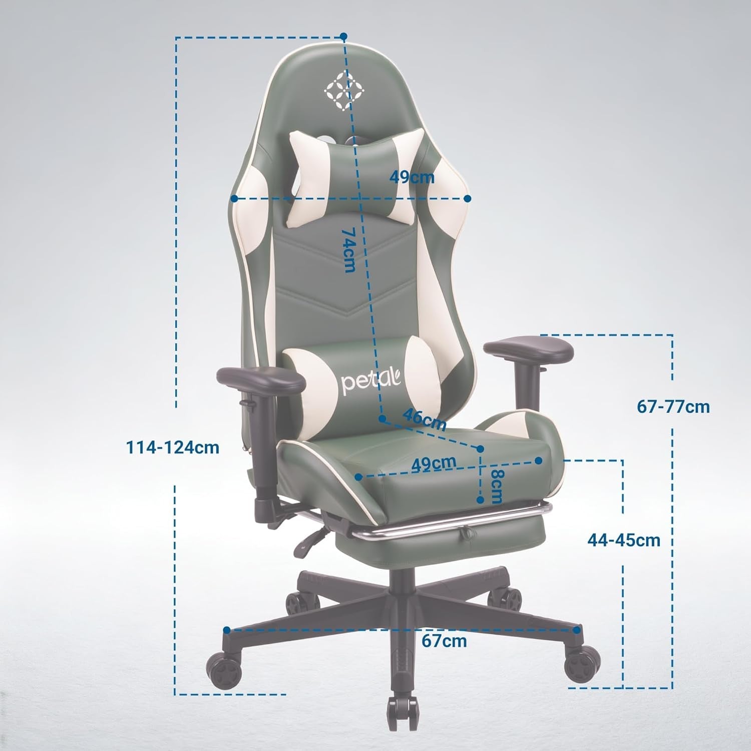 Ergonomic Gaming Chair Recliner w Footrest Lumbar Support PU