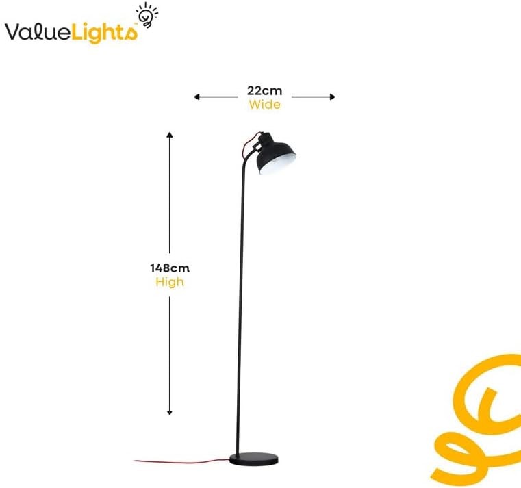 Retro Black Floor Lamp Curved Metal Reading Light E14 Standing Lamp