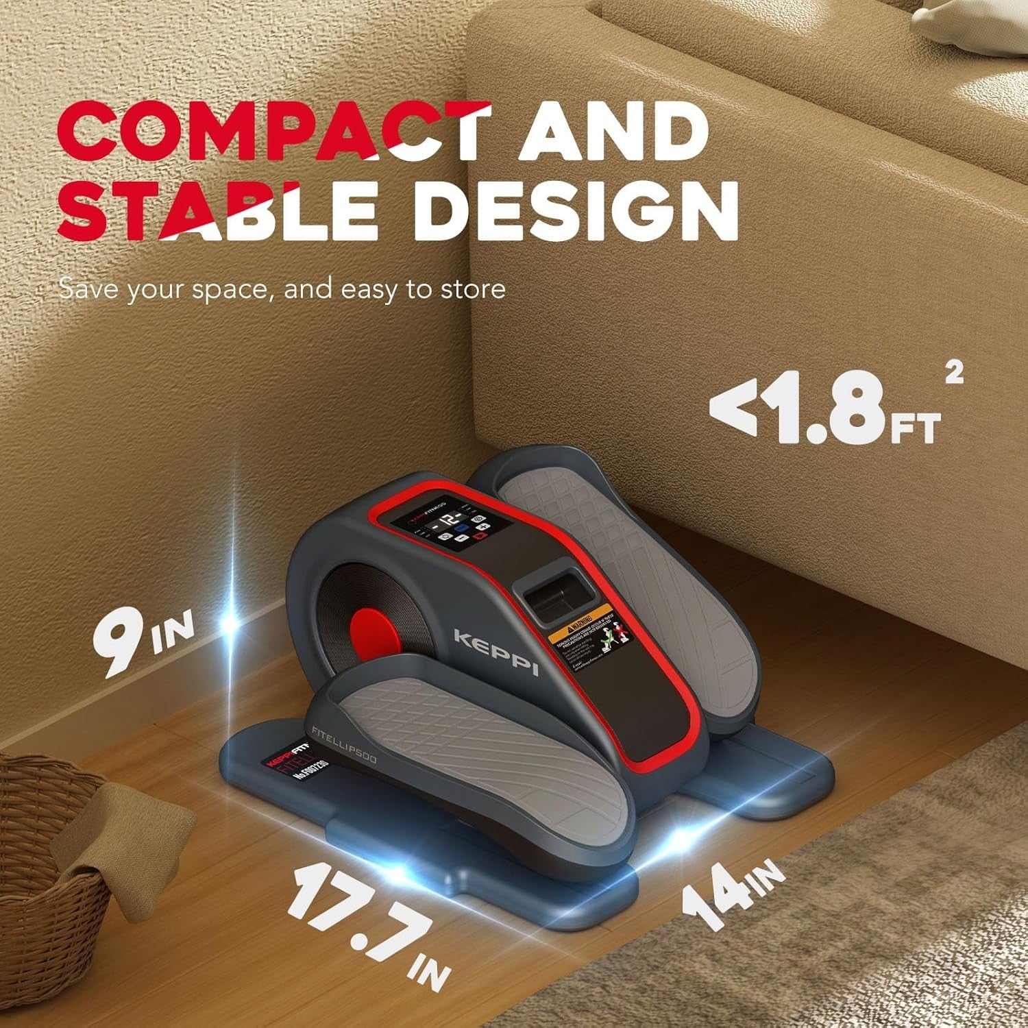Under Desk Elliptical Trainer Electric Quiet Remote Seated Leg Exerciser