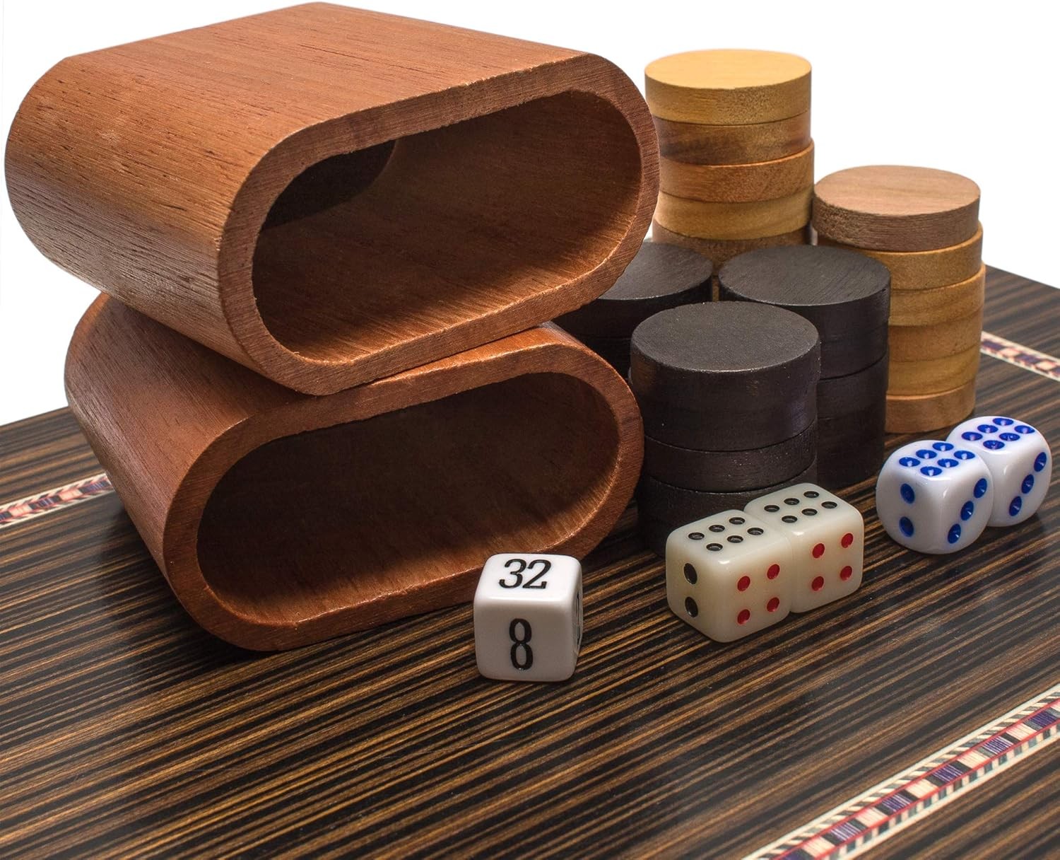 Wooden Inlaid Backgammon Set 33cm Folding Board Luxury Strategy Game
