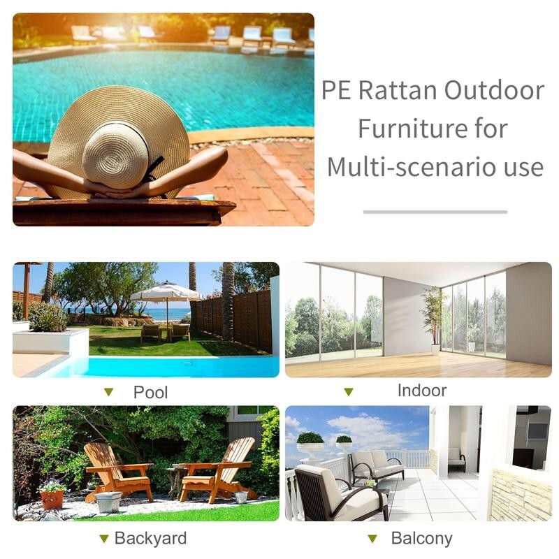 Rattan Sun Lounger Recliner Chair Foldable Garden Bed with Cushion Outdoor
