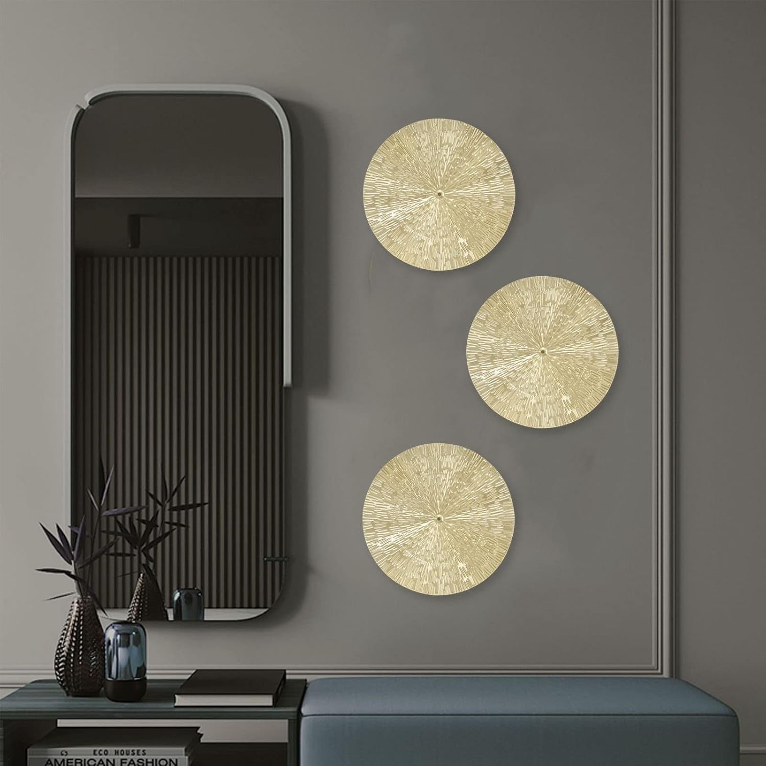 Gold Round Metal Wall Decor 3D Modern Art
