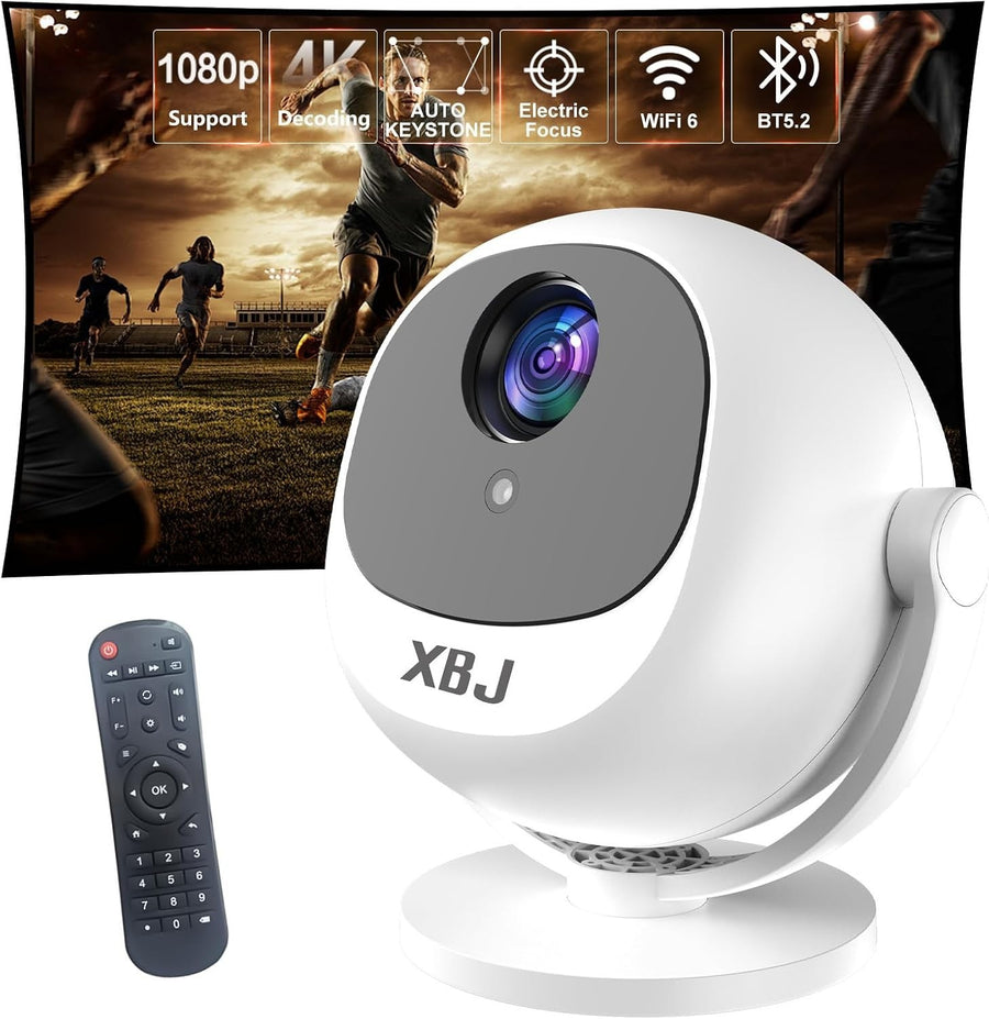 4K Mini Projector 1080P WiFi 6 Bluetooth Auto Keystone 360° Portable