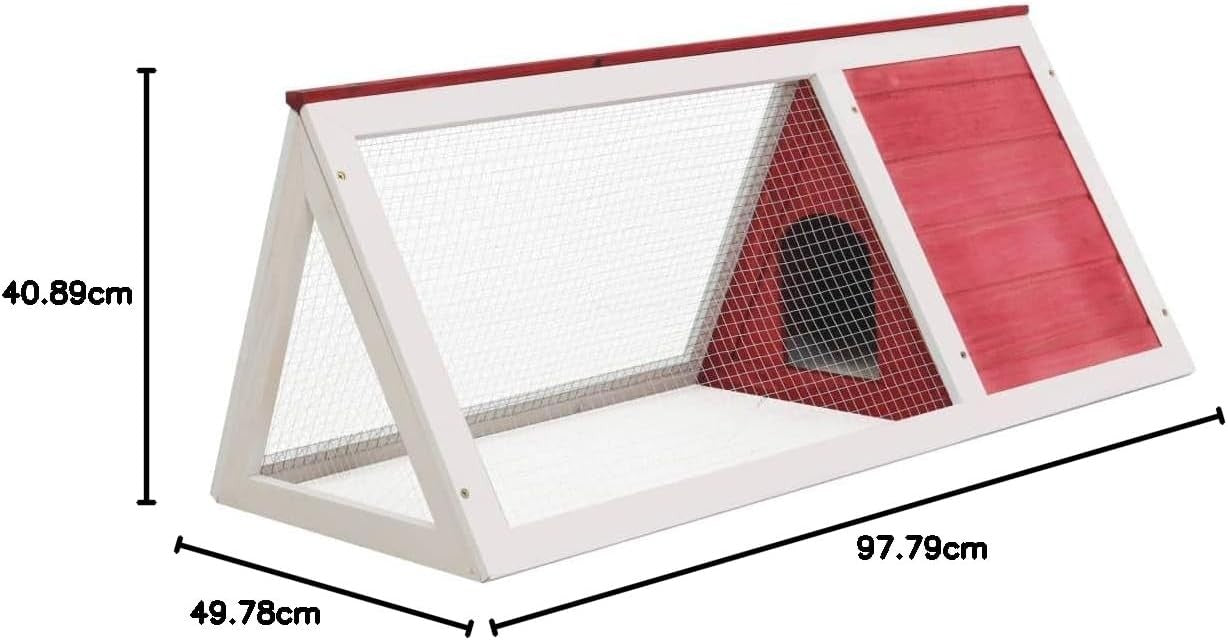 Outdoor Rabbit Hutch Triangle Wooden Small Animal Run Weather Resistant