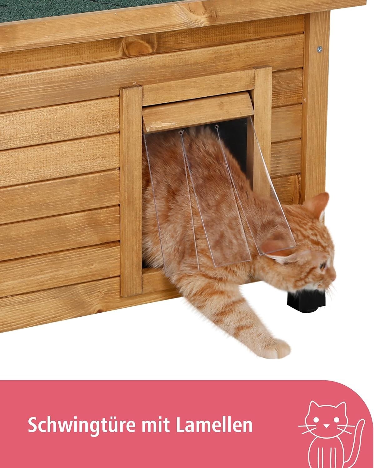 Rustic Outdoor Wooden Cat House with Plexiglas Window & Adjustable Feet