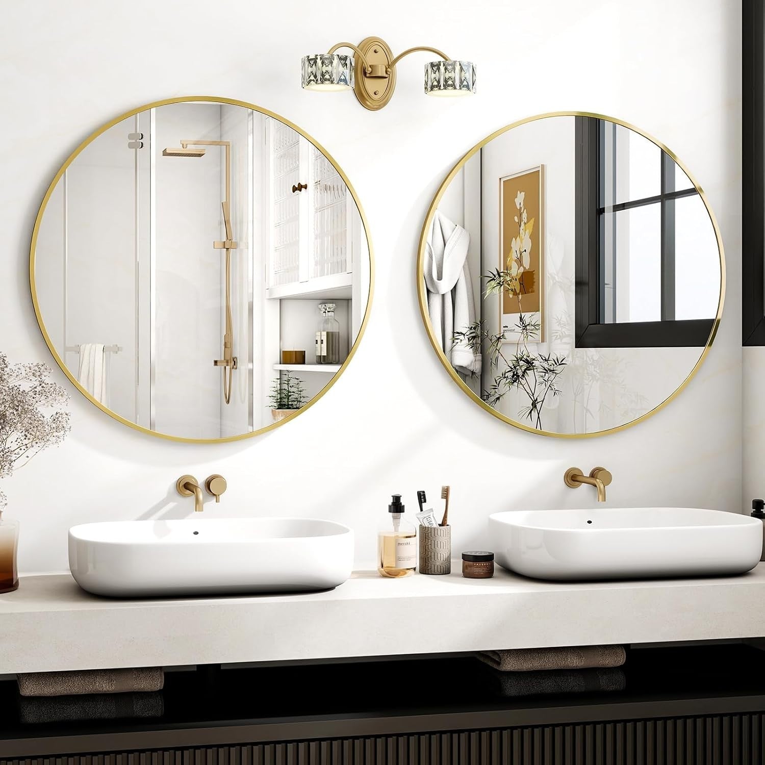 Large Round Wall Mirror 91cm Explosion-Proof Glass & Durable Frame