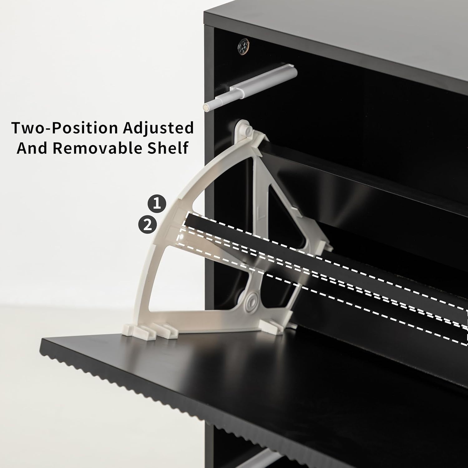 Slim Shoe Storage Cabinet Black | 2 Flip Drawers, Anti-Tip, 91cm Tall