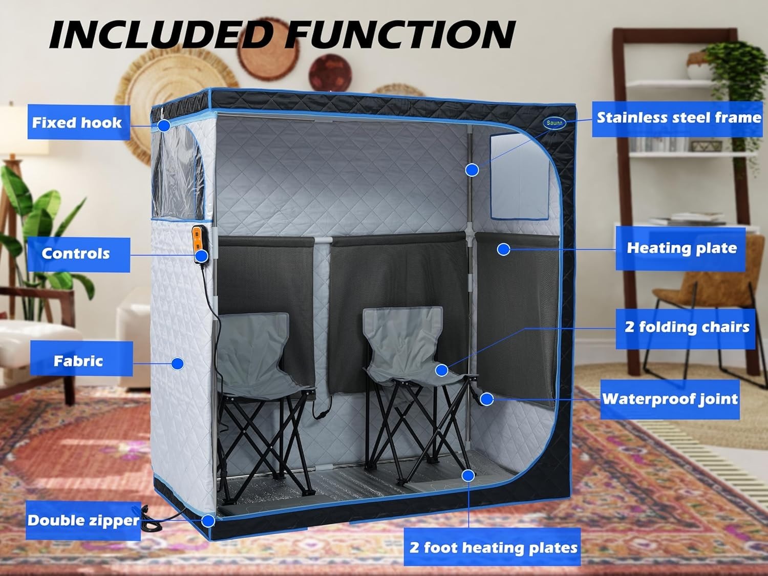 Portable Infrared Sauna Tent 1-2 Person 1350W FAR Infrared Home Spa Foot Pads