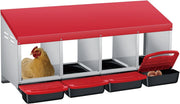 4 Chamber Galvanised Steel Chicken Nest Box Pull Out Tray