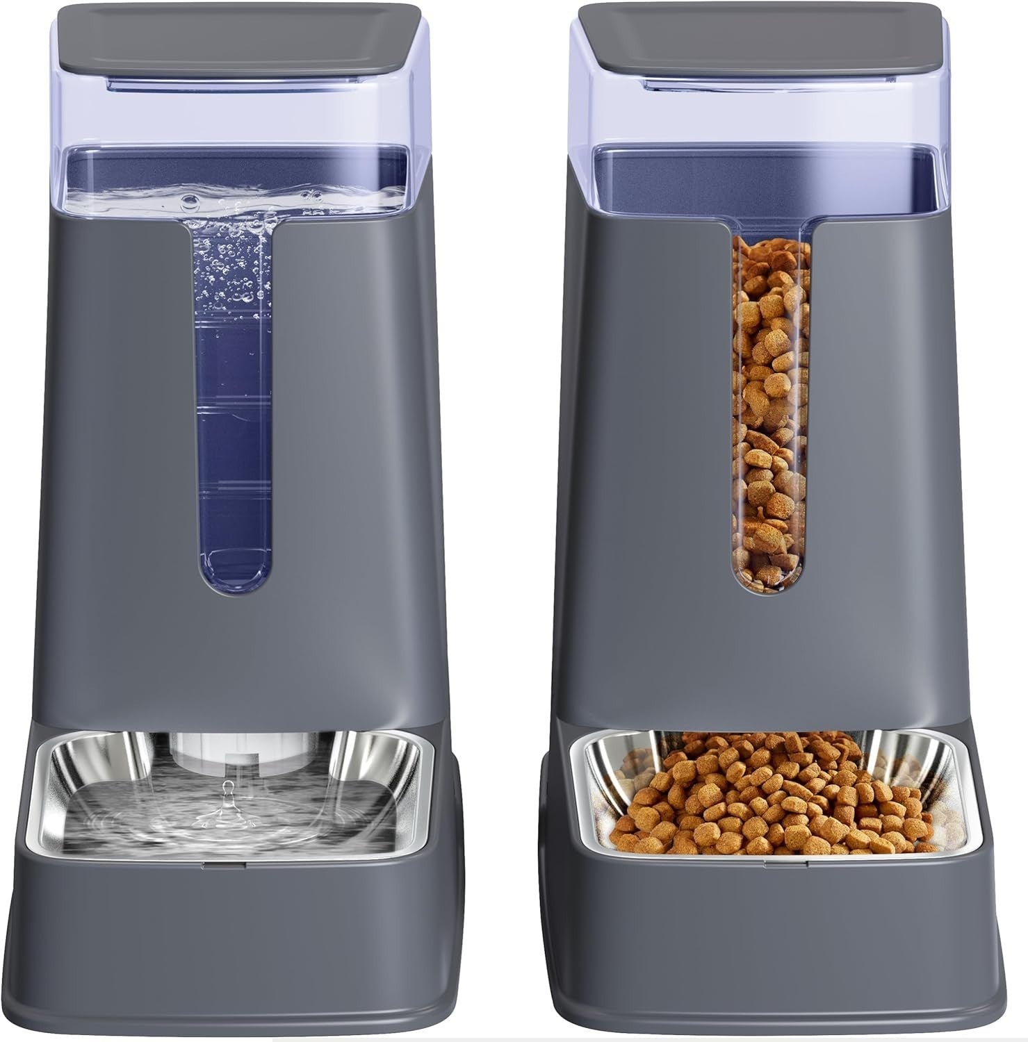 Automatic Pet Feeder Water Dispenser Set 3.8L Stainless Steel Bowls