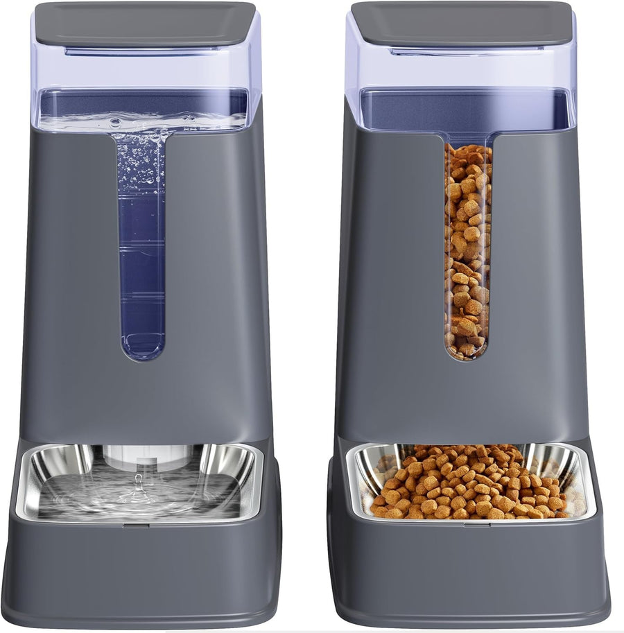 Automatic Pet Feeder Water Dispenser Set 3.8L Stainless Steel Bowls