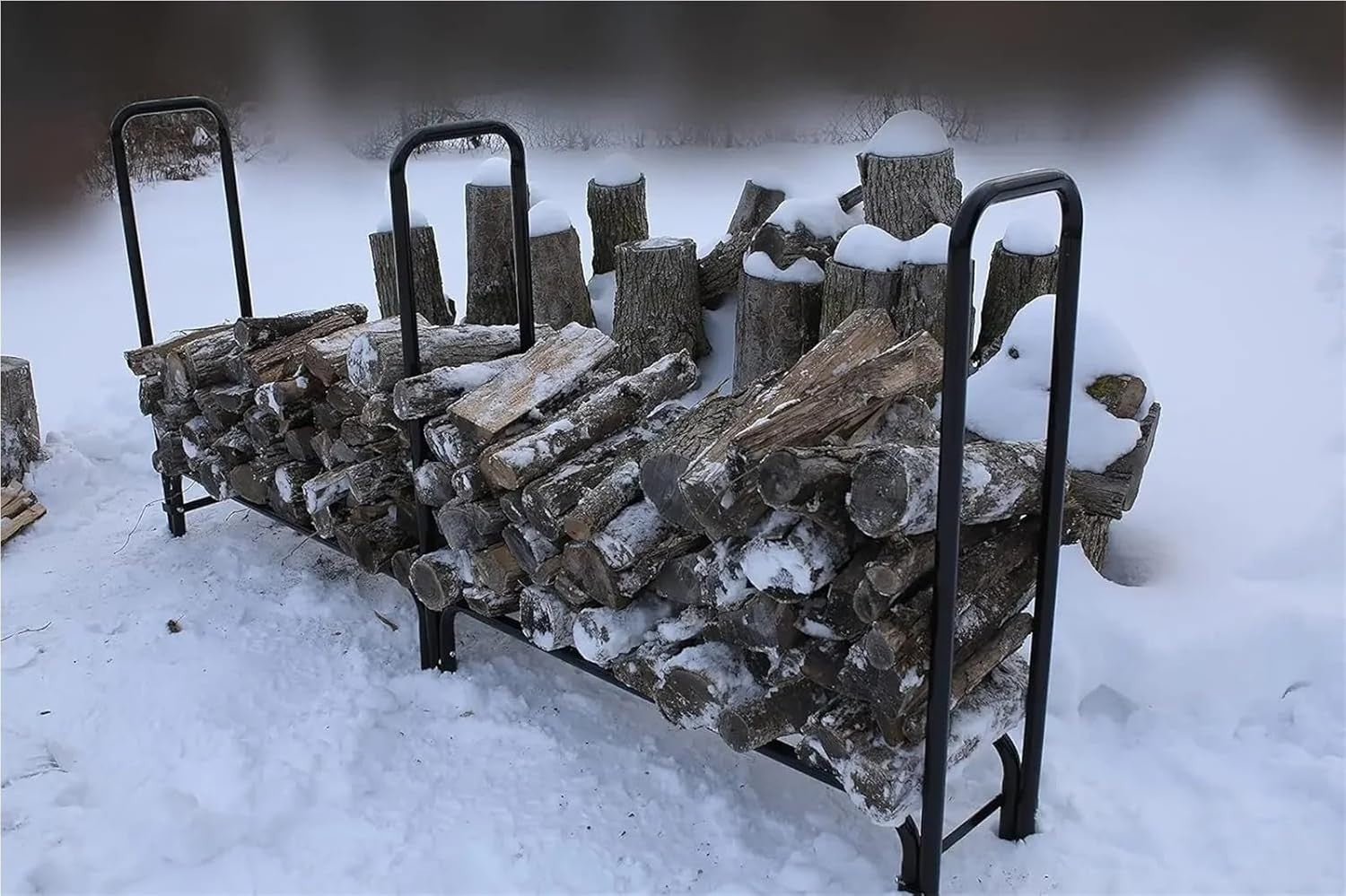 8ft Heavy Duty Log Rack & Cover Set – Waterproof Firewood Holder Outdoor