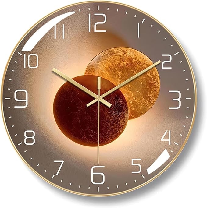 Art Deco Wall Clock 30cm Silent Modern Metal Gold Frame Luxury Home Office Decor