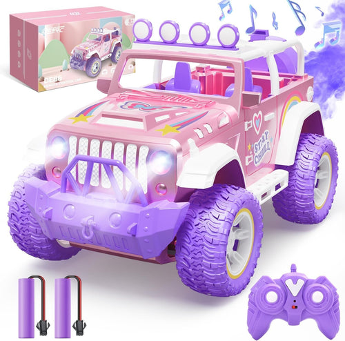 Pink 1:16 RC Car for Girls with Fog Mist & Music 2.4GHz SUV Toy Gift