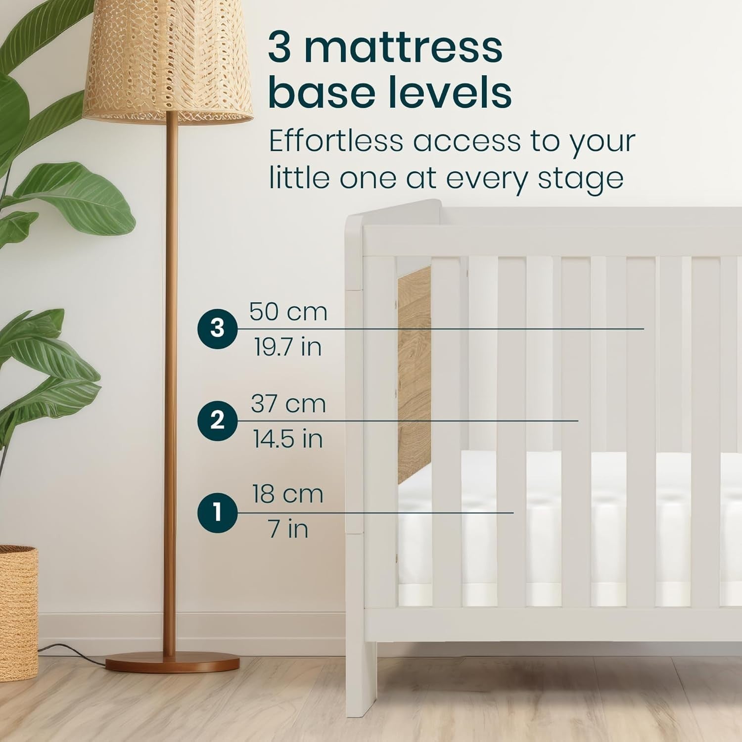 3in1 Baby Cot Bed Crib Toddler Day Bed Adjustable Wooden Convertible Oak