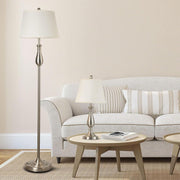 3-Piece Floor & Table Lamp Set with Soft Linen Shades, Silver, 51x25x51cm
