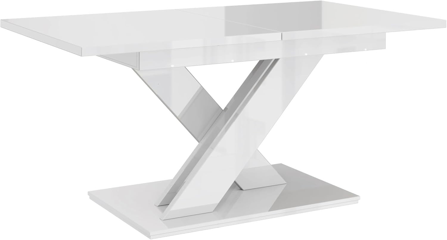 White Gloss Extendable Dining Table 140–180cm Modern Folding Space Saver