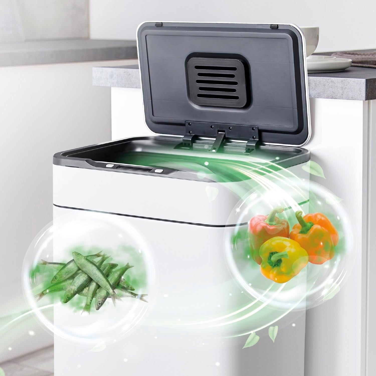 65L Touchless Kitchen Bin | Automatic Sensor Trash Can White with Legs