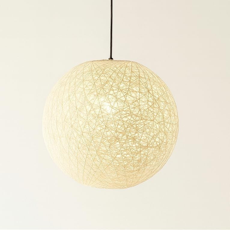 Hand Woven Rattan Ceiling Lampshade 40cm Cream Easy Fit Light Shade