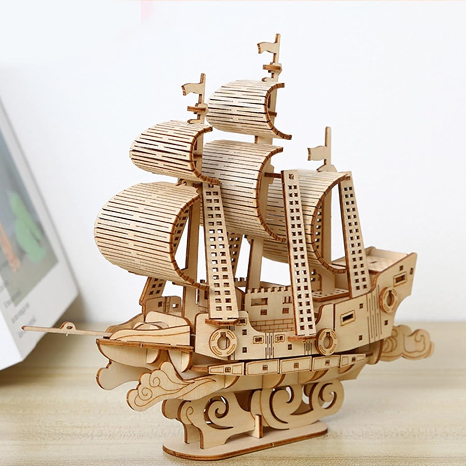 3D Wooden Sailboat Puzzle Kit – DIY Model Ship Craft for Teens & Adults