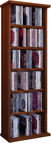 CD DVD Storage Tower Media Shelf Cabinet Holds 150 CDs 65 DVDs Walnut