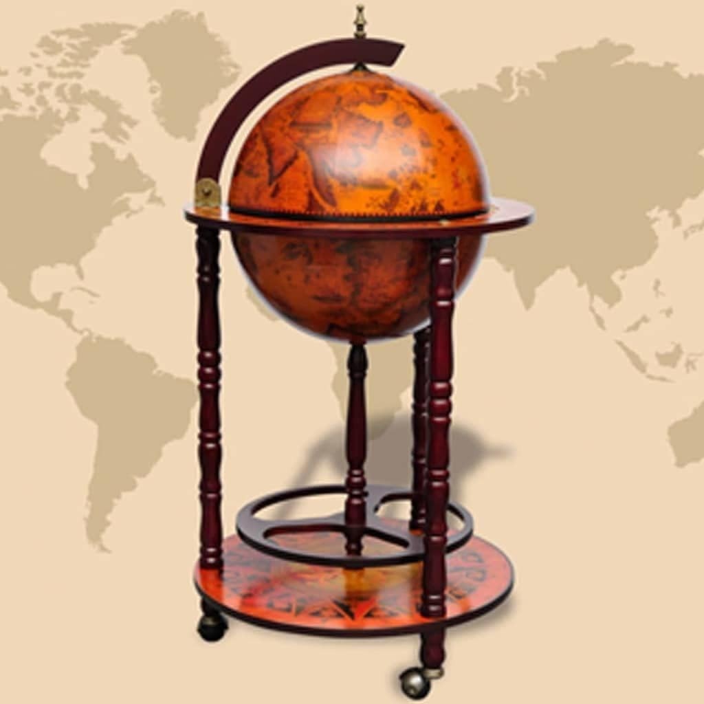 Vintage Globe Bar Drinks Cabinet with Bottle & Glass Rack | Floor Standing